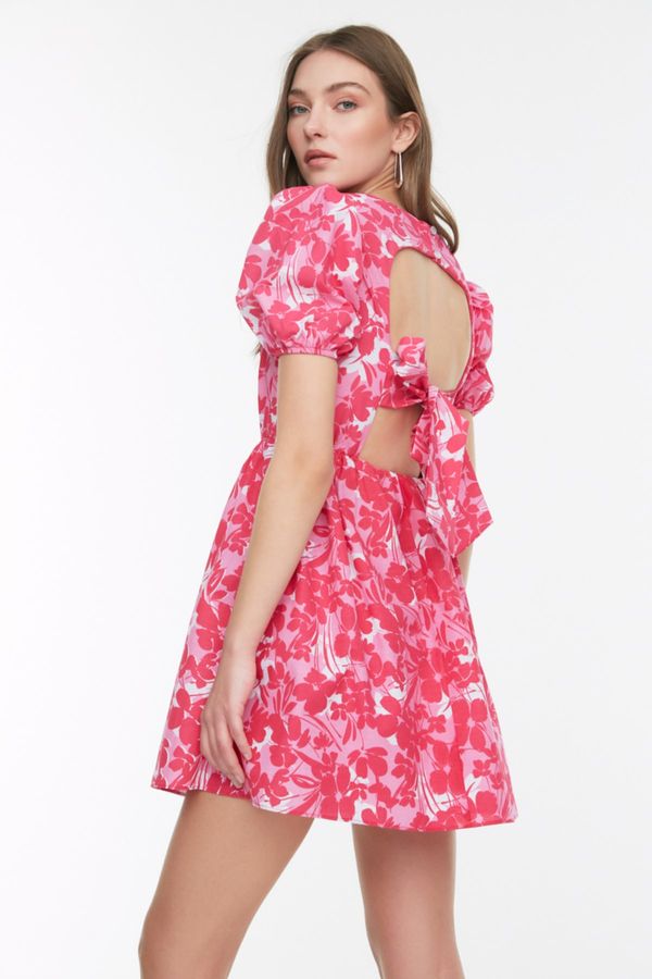 Trendyol Trendyol многоцветен тъкан цветен гръб детайл тъкани мини тъкани рокля