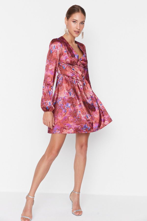 Trendyol Trendyol многоцветна вечерна рокля в сатен с банел детайл