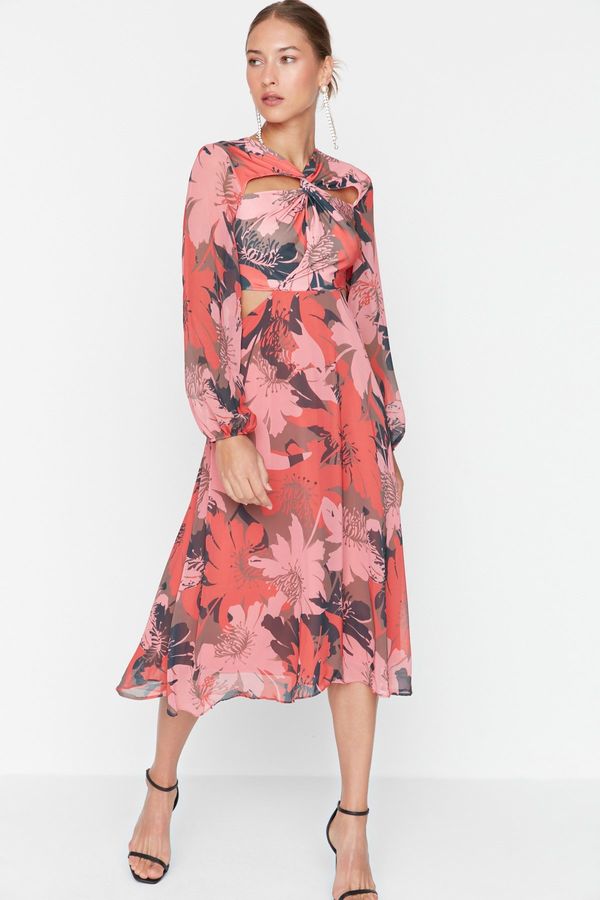 Trendyol Trendyol многоцветна яка подробна вечерна рокля