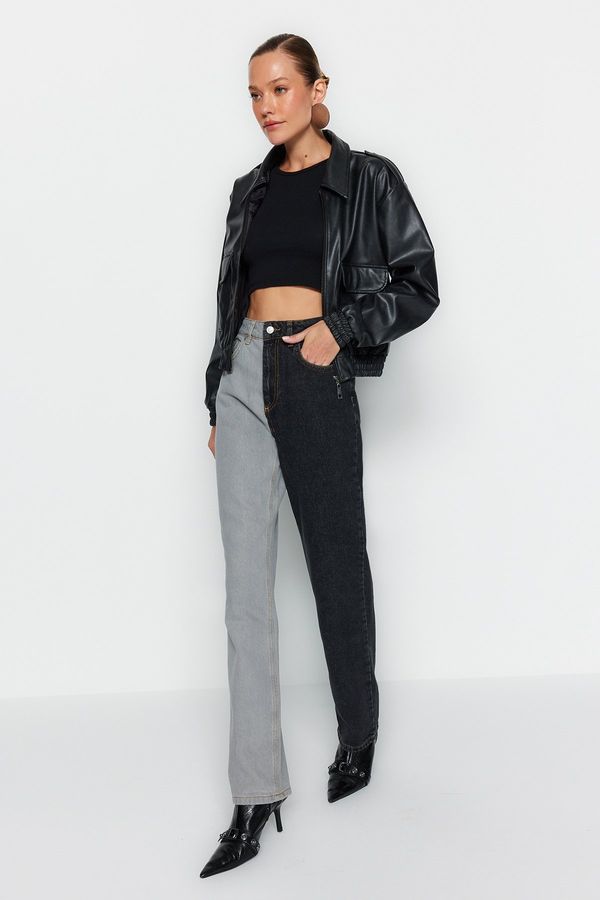 Trendyol Trendyol многоцветни цвят блок висока талия дълги прави дънки