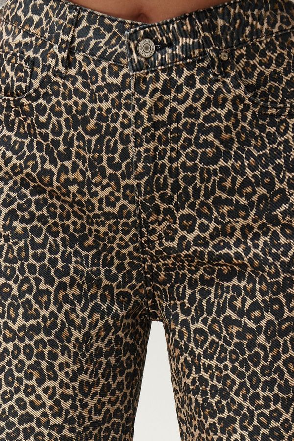 Trendyol Trendyol Multi Color Leopard Print High Waist Wide Leg Jeans