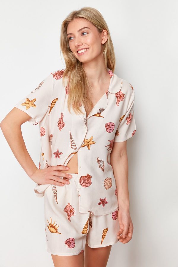 Trendyol Trendyol Multi Color Printed Viscose Woven Pajamas Set