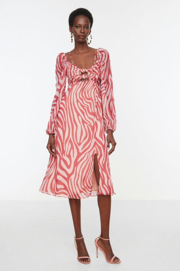 Trendyol Trendyol Multicolored Chiffon Knot Chiffon Evening Dress