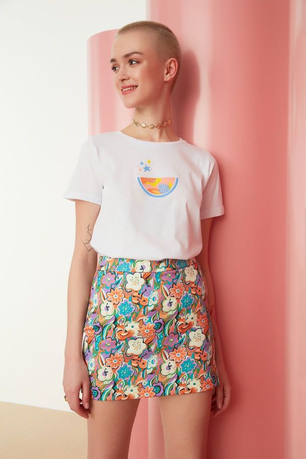 Trendyol Trendyol Multicolored Floral Patterned Mini Length Woven Skirt