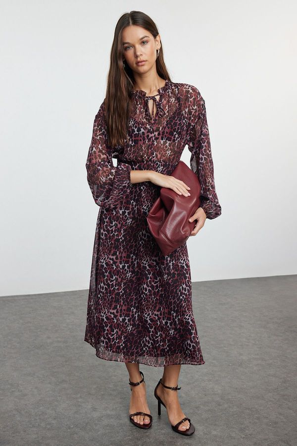 Trendyol Trendyol Multicolored Floral Skirt Open Waist Maxi Lined Woven Dress