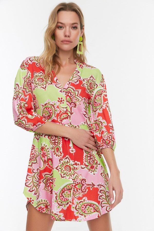 Trendyol Trendyol Multicolored Patterned Shirt Beach Dress