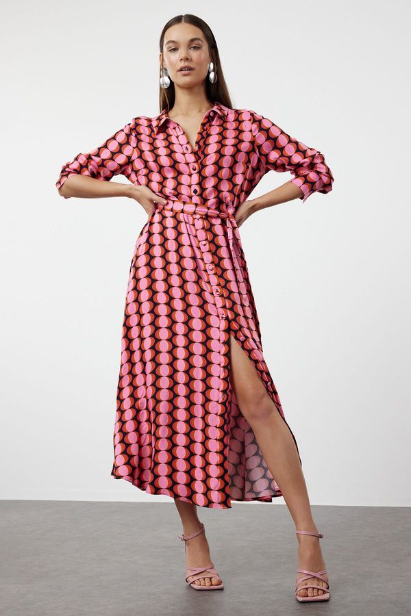 Trendyol Trendyol Multicolored Retro Patterned Woven Shirt Dress