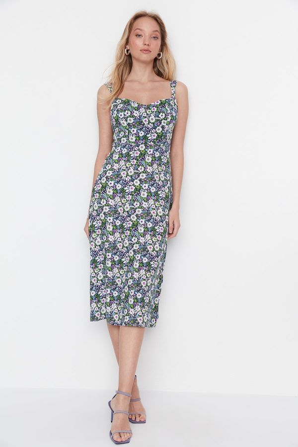 Trendyol Trendyol Multicolored Woven Floral Strap Midi Dress