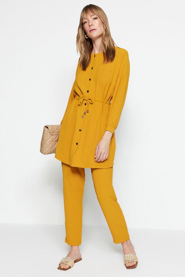 Trendyol Trendyol Mustard Tie Waist Shirt-Pants Woven Suit