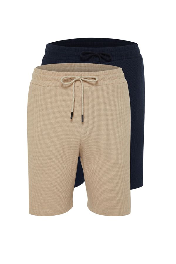 Trendyol Trendyol Navy Blue-Beige Drawcord Shorts & Bermuda