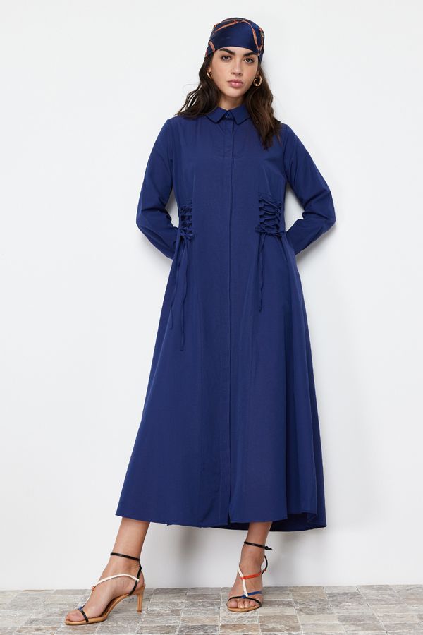 Trendyol Trendyol Navy Blue Buttoned Side Tie Woven Dress