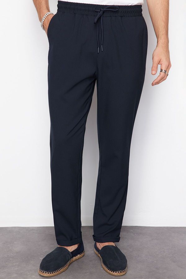 Trendyol Trendyol Navy Blue Elastic Waist Slim Fit Fabric Trousers
