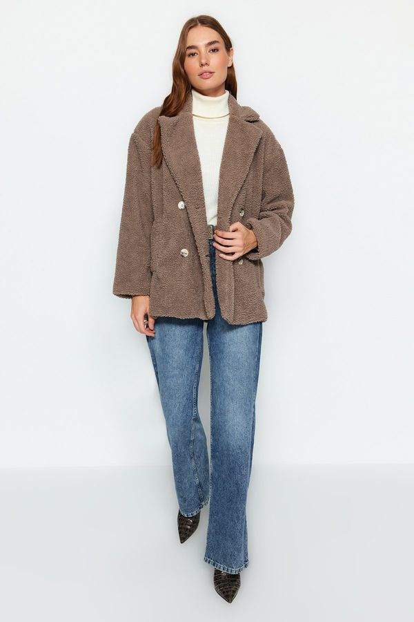 Trendyol Trendyol норка премия извънгабаритни широко нарязани плюшени палто