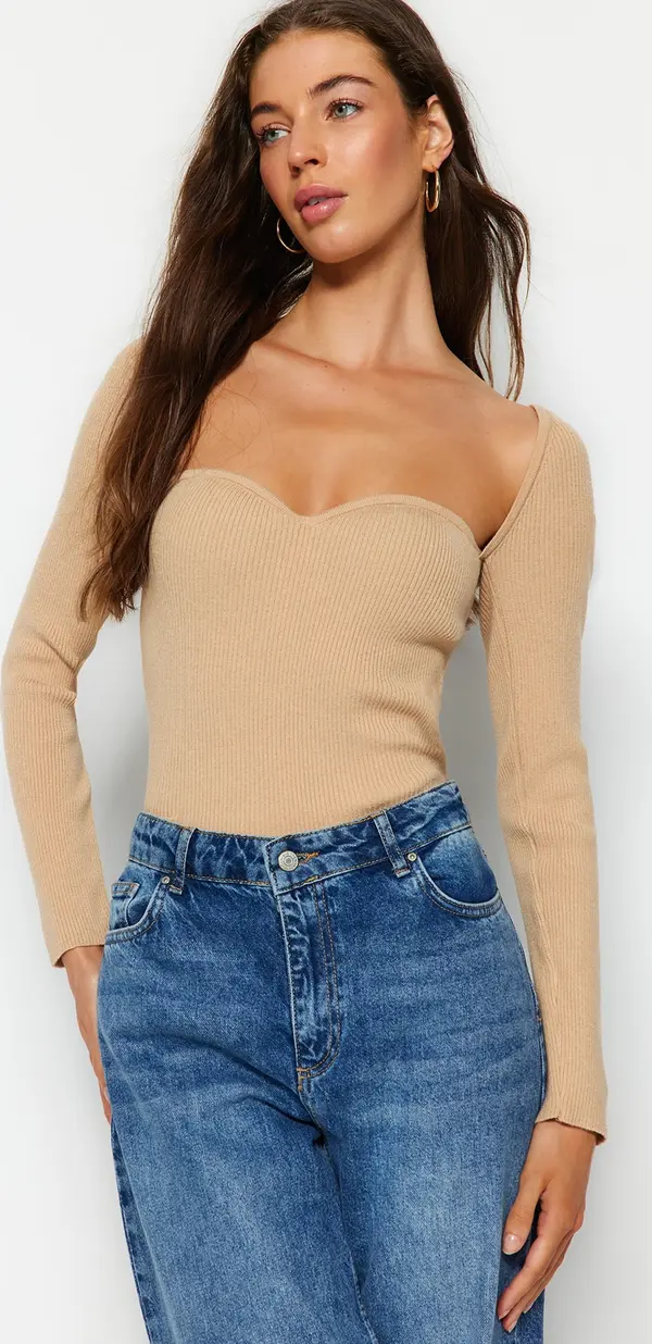 Trendyol Trendyol норка скъпа яка подробни трикотаж пуловер