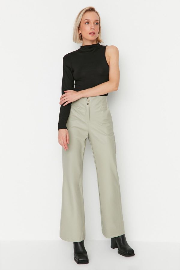 Trendyol Trendyol норка тъкат изкуствена кожа панталони