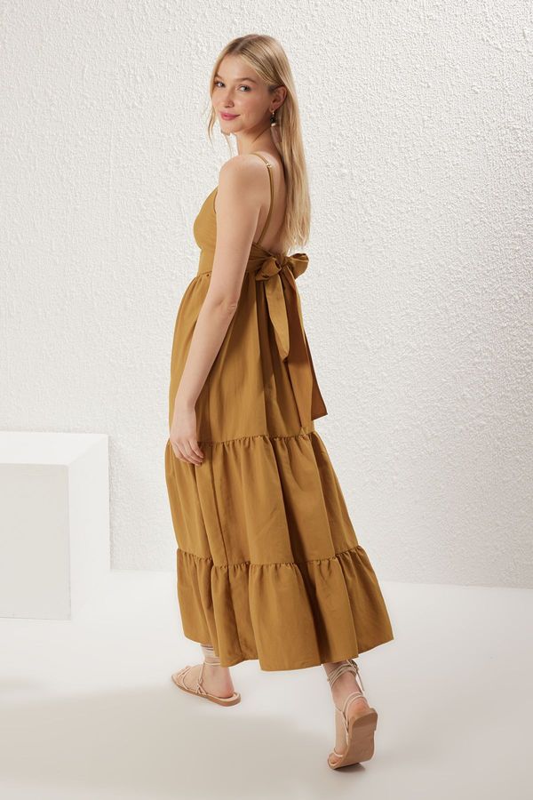 Trendyol Trendyol Oil Green Plain Midi Woven Dress