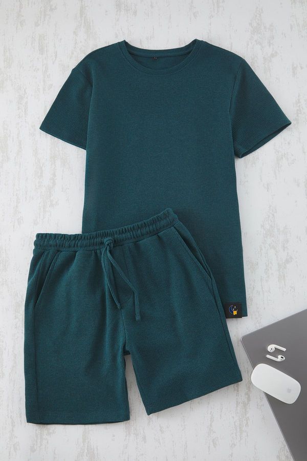 Trendyol Trendyol Oil Regular Fit Waffles Knitted Shorts Pajama Set