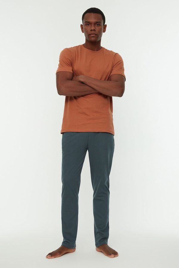 Trendyol Trendyol Orange Color Block 100% Cotton Pajama Set