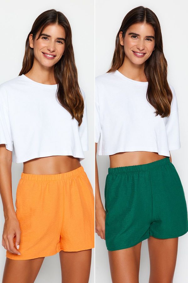 Trendyol Trendyol Orange-Multicolor 2-Pack Viscose Woven Shorts
