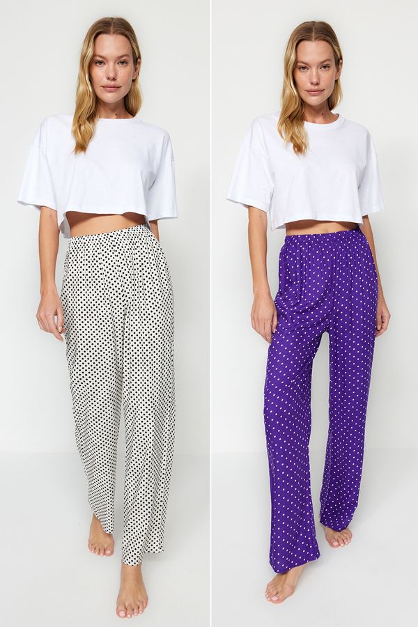 Trendyol Trendyol Pack of 2 Polka Dot Patterned Viscose Woven Pajama Bottoms