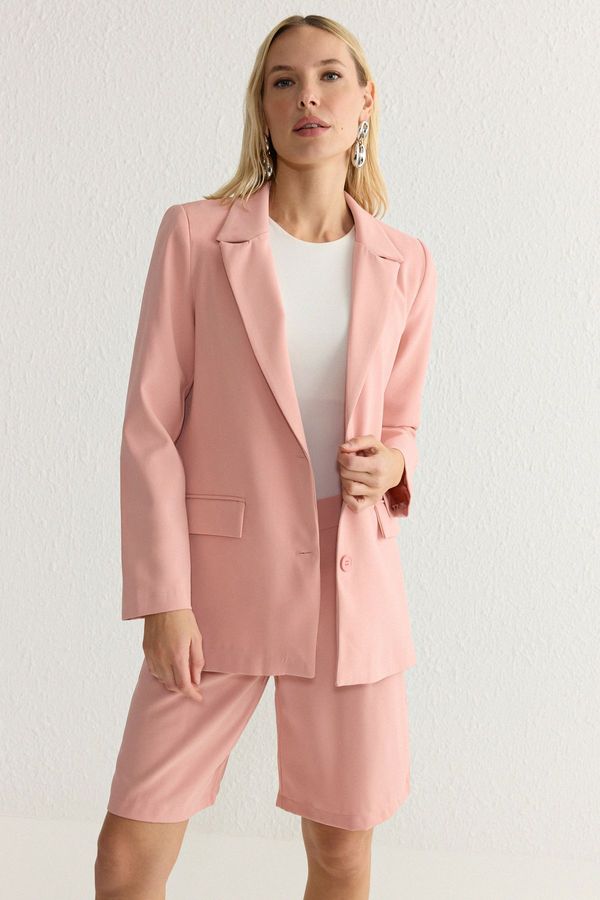Trendyol Trendyol Pink Lined Regular Fit Woven Blazer Jacket