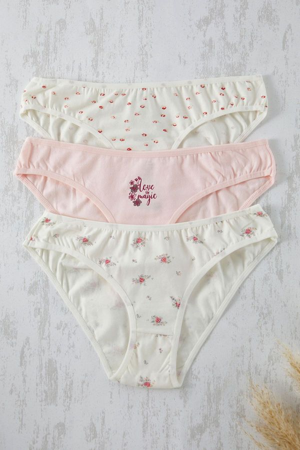 Trendyol Trendyol Pink-Multicolored 3-Pack Jersey Floral Briefs