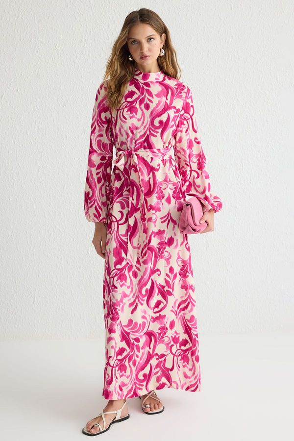 Trendyol Trendyol Pink Patterned Woven Viscose Dress