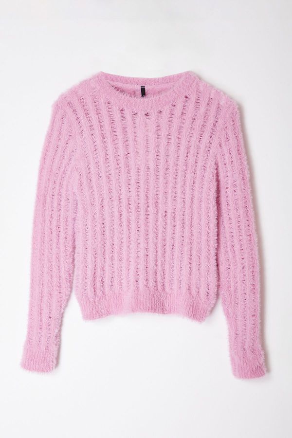 Trendyol Trendyol Pink Thin Transparent Look Knitwear Sweater
