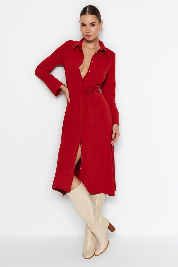 Trendyol Trendyol плочки колан закопчана тъкани риза тъкани рокля