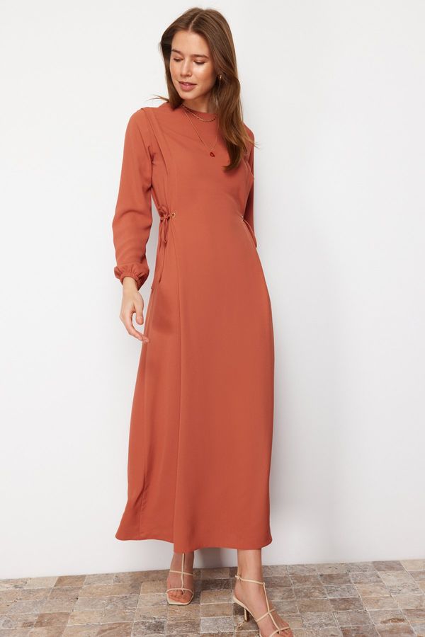 Trendyol Trendyol плочки вратовръзка екипажа врата вратовръзка кръста подробни тъкани рокля