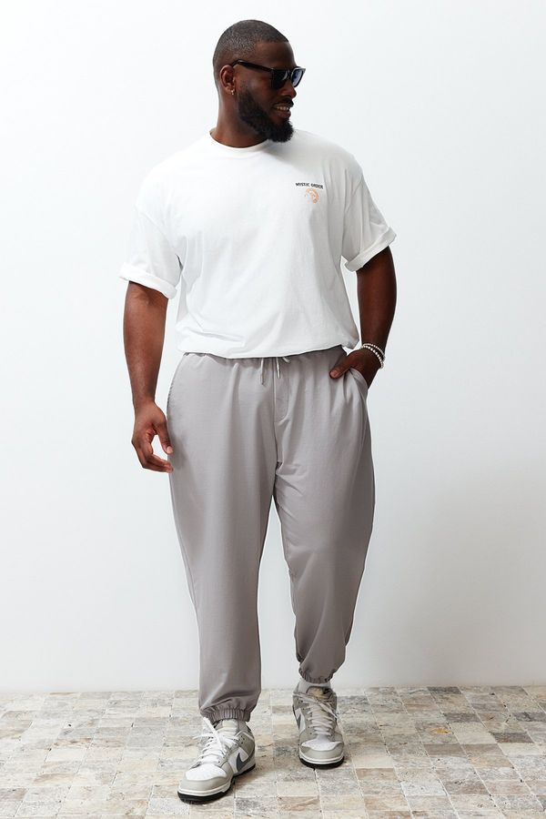Trendyol Trendyol Plus Size Gray Oversize Comfortable 100% Cotton Sweatpants