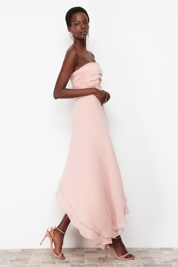 Trendyol Trendyol Powder Asymmetrical Woven Lined Long Evening Dress