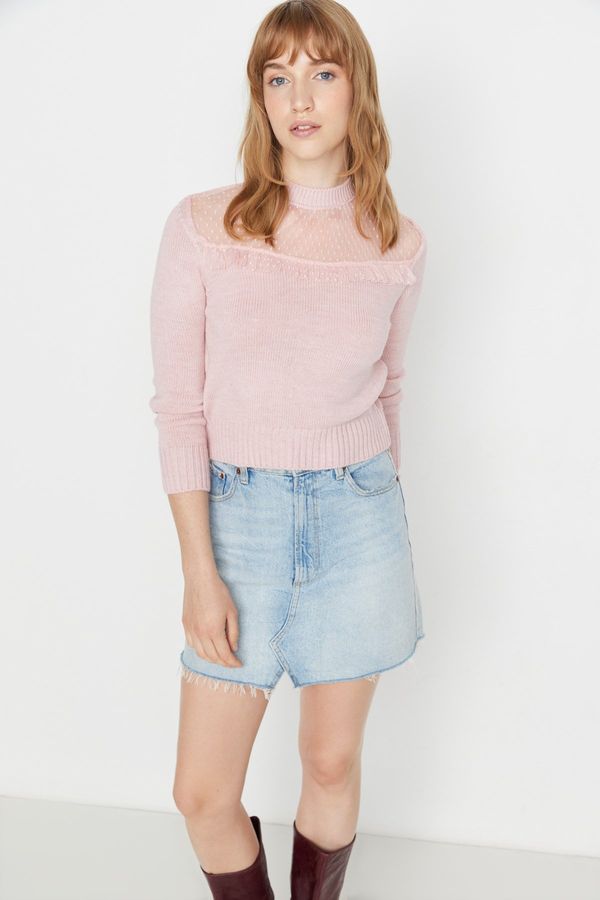 Trendyol Trendyol прах тюл подробни трикотаж пуловер