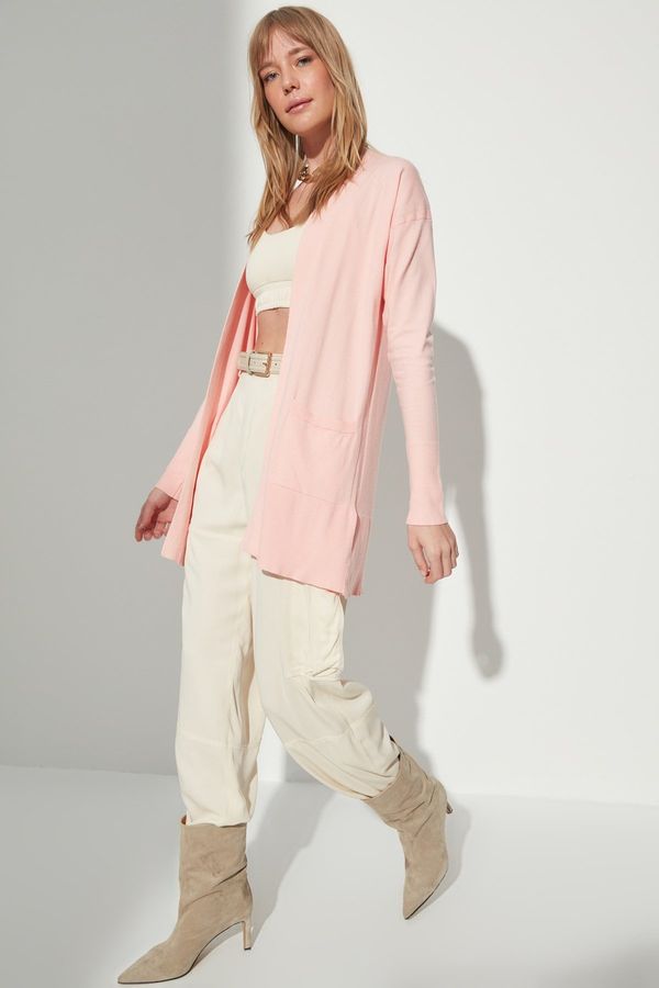 Trendyol Trendyol прахово боядисани трикотаж жилетка с джоб