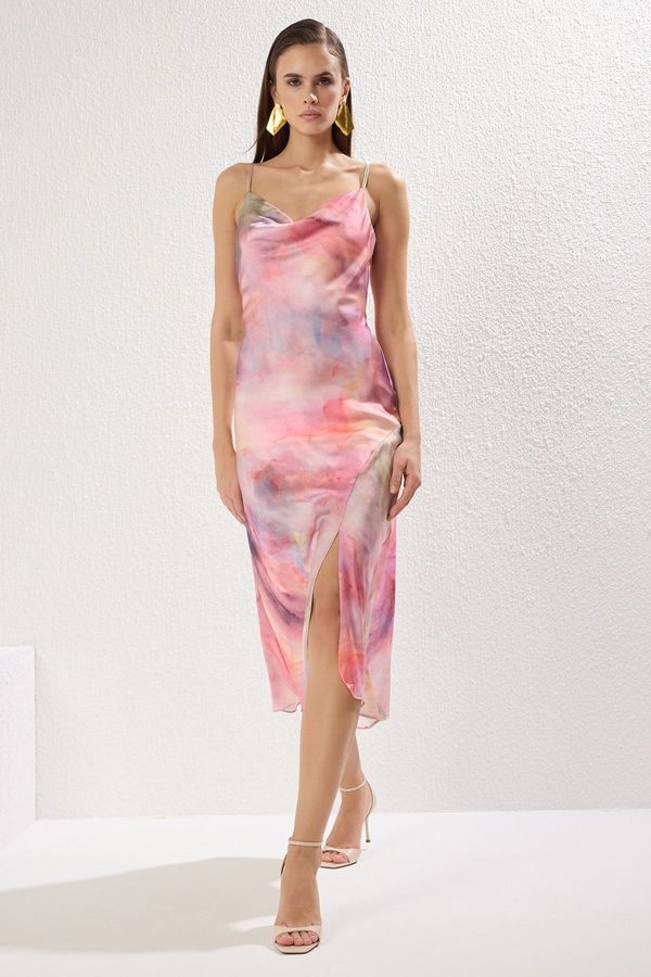 Trendyol Trendyol Purple-Multicolored Satin Woven Elegant Evening Dress