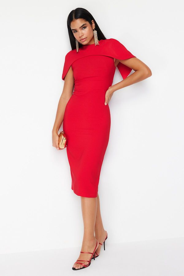 Trendyol Trendyol Red Sleeve Detailed Woven Elegant Evening Dress