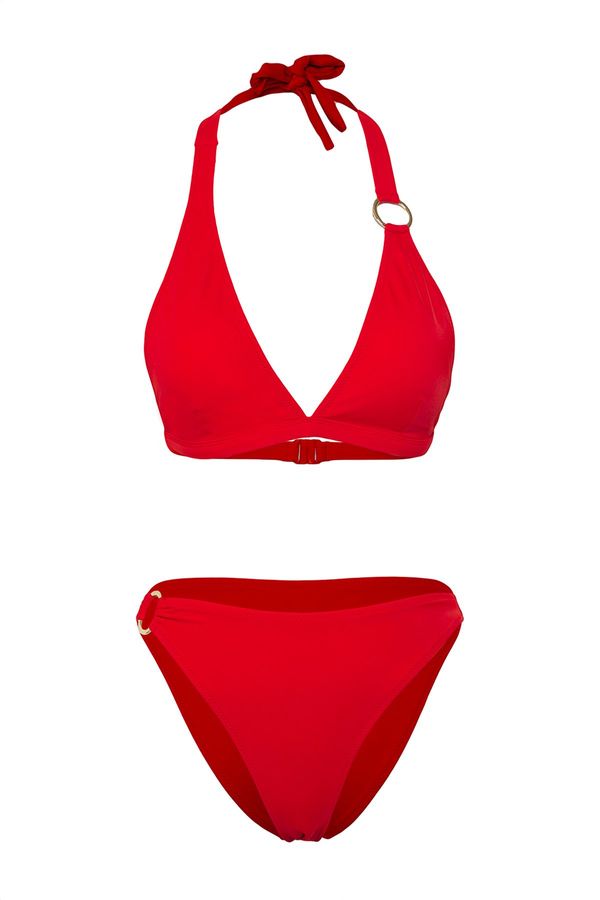 Trendyol Trendyol Red*006 Plain Triangle Accessory Normal Waist Bikini Set