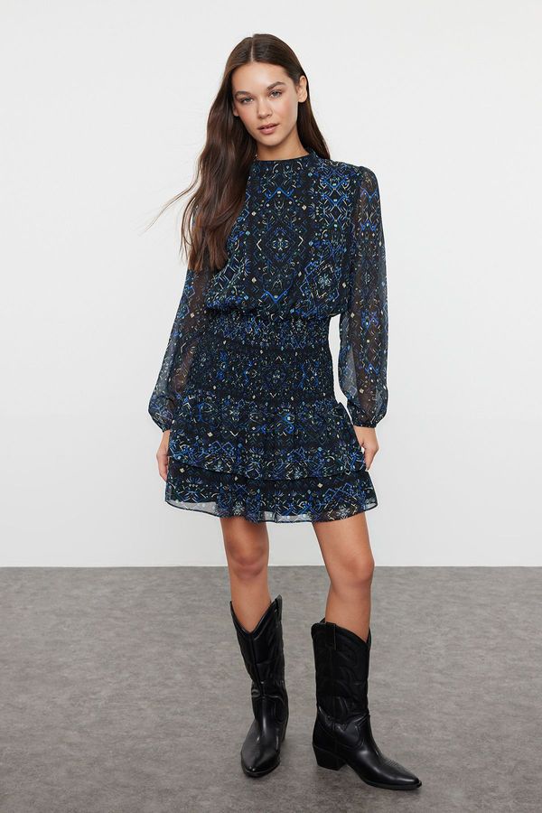 Trendyol Trendyol Saks Shawl Pattern Woven Dress