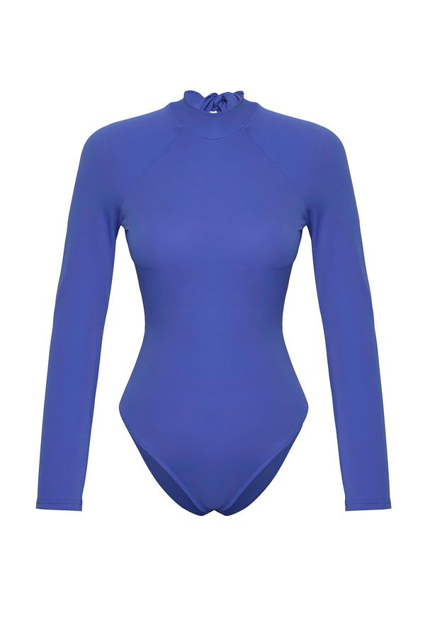 Trendyol Trendyol Saks*002 Plain Round Back Low-Cut Long Swimsuit