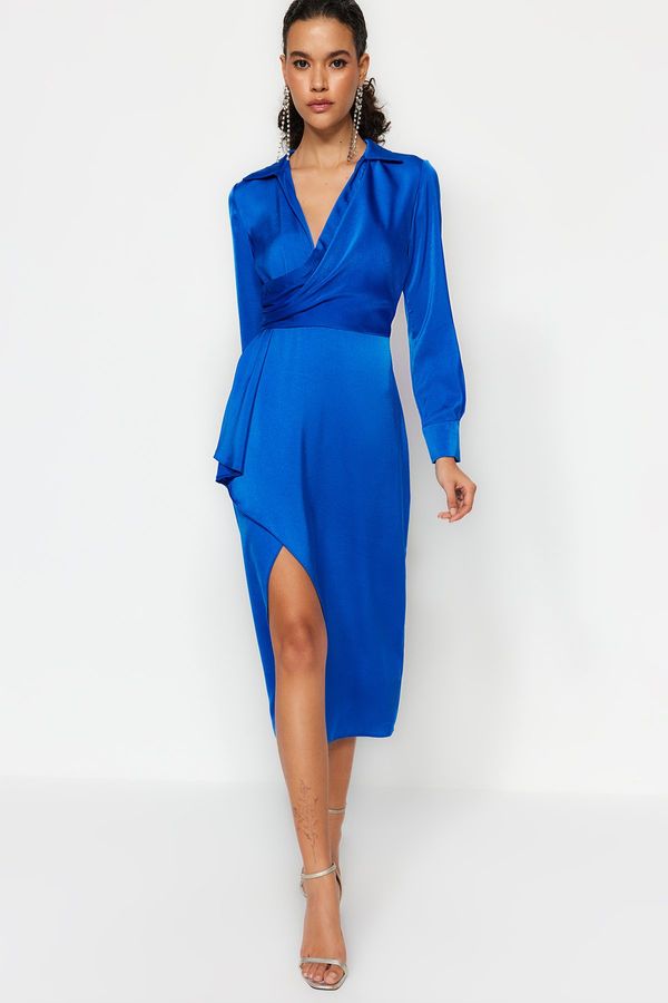 Trendyol Trendyol Саксония-щит увити тъкани сатен вечерна рокля.