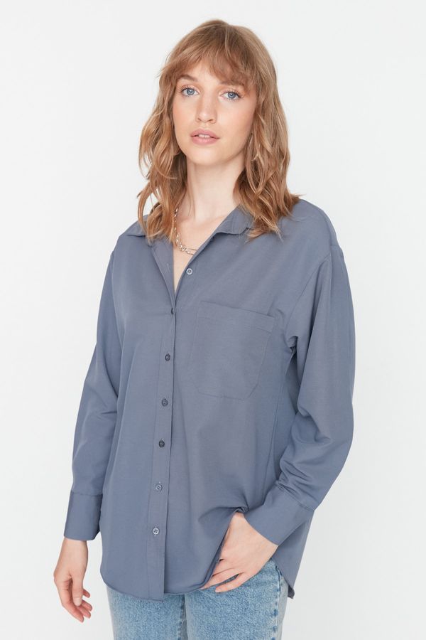 Trendyol Trendyol Shirt - Grau - Oversize