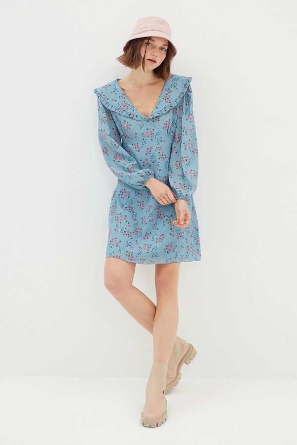 Trendyol Trendyol синьо флорални печатни рокля