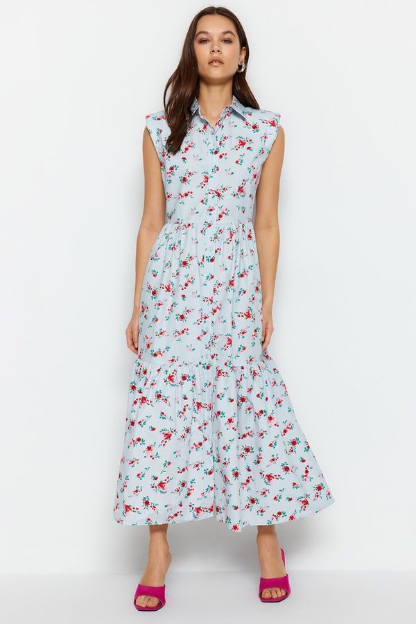 Trendyol Trendyol синьо тъкани риза тъкани рокля