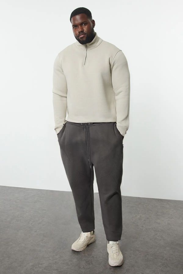 Trendyol Trendyol Smoked Plus Size Regular/Normal Cut Sweatpants with Stitching Detail