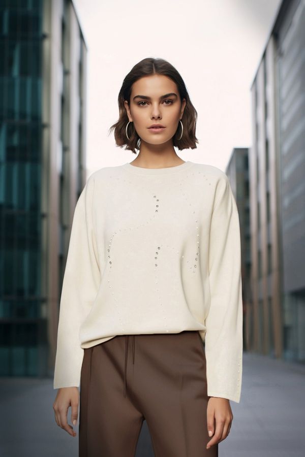 Trendyol Trendyol Stone Accessory Detail Thessaloniki/Knitwear Look Regular/Normal Fit Knitted Sweatshirt