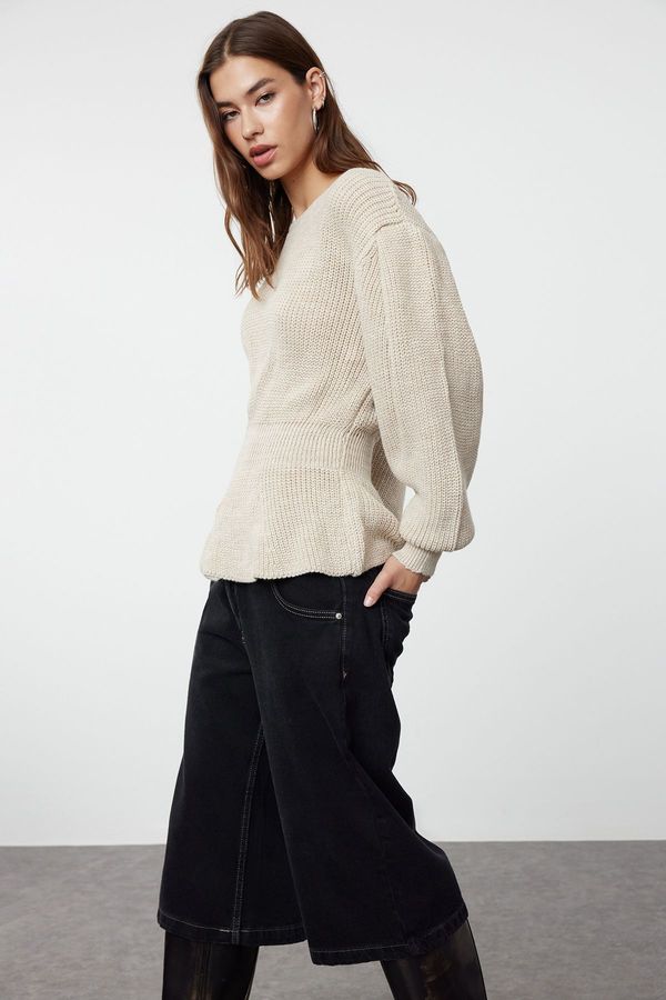Trendyol Trendyol Stone Balloon Sleeve Flounced Knitwear Sweater
