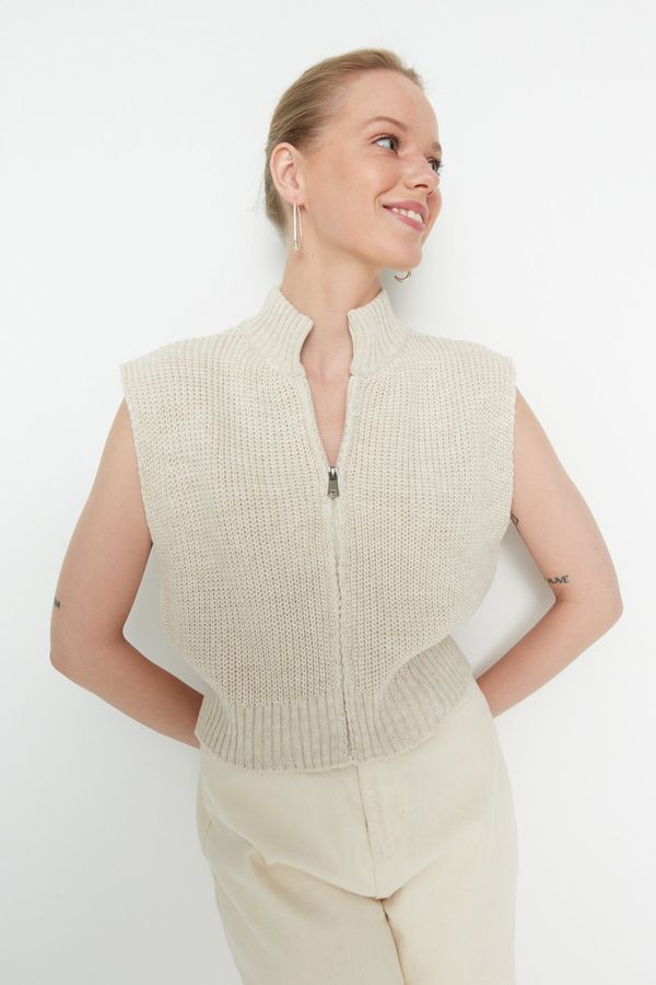 Trendyol Trendyol Stone Crop Zipper Basic Knitwear Sweater