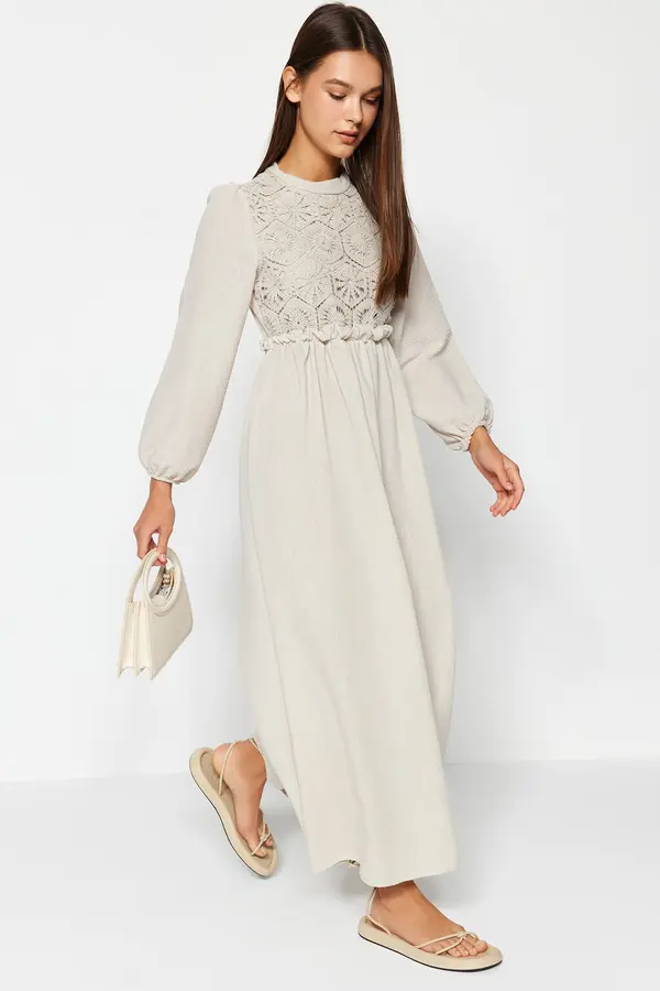 Trendyol Trendyol Stone Guipure/Scallop Detailed Woven Dress