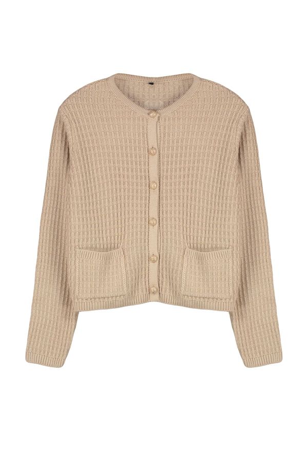 Trendyol Trendyol Stone Jacket Look Buttoned Pocket Detailed Knitwear Cardigan