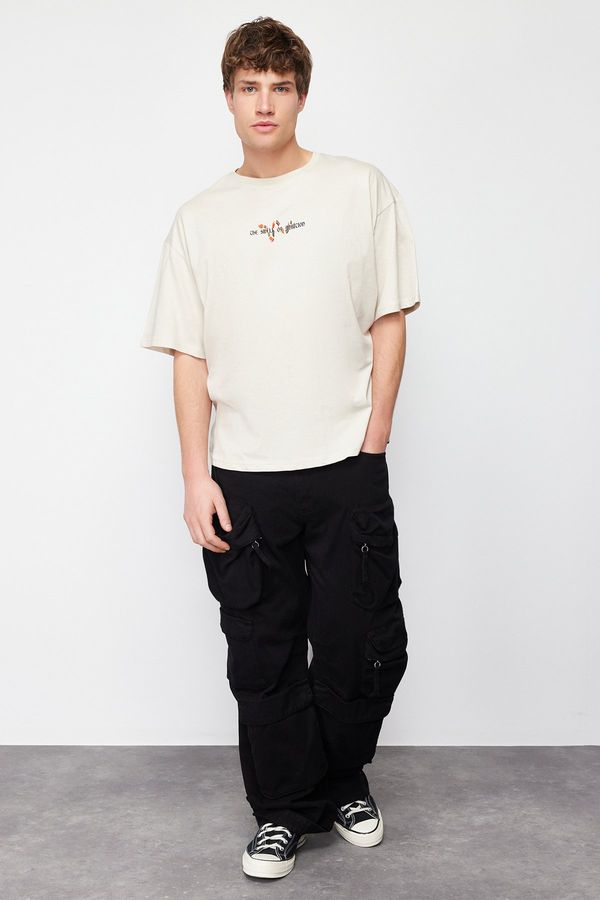 Trendyol Trendyol Stone Oversize/Wide Cut Snake Printed 100% Cotton Short Sleeve T-Shirt